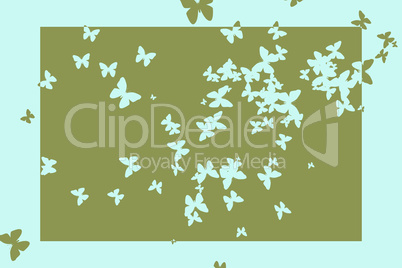 Stencil butterfly pattern design in green and blue