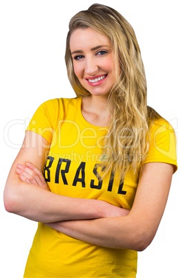 Football fan in brasil tshirt