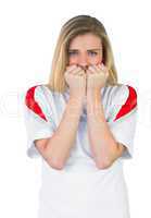 Nervous football fan in white