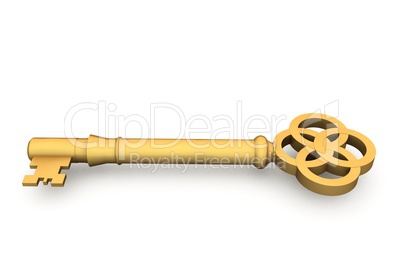 Digitally generated shiny gold key