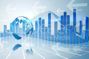 Global business graphic in blue