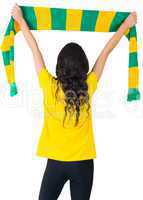 Excited football fan in brasil tshirt