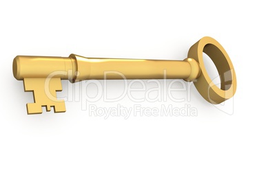 Digitally generated shiny gold key