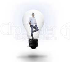 Thinking man in light bulb
