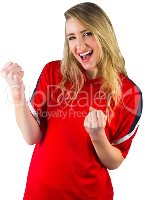 Cheering football fan in red