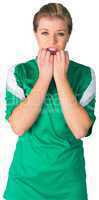 Nervous football fan in green