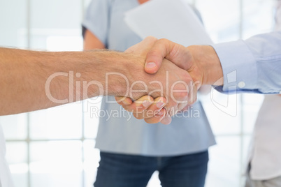 Casual businessmen shaking hands
