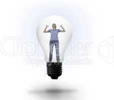 Angry woman in light bulb