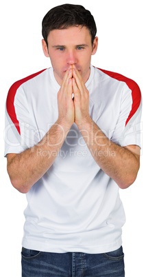 Nervous football fan in white