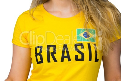 Football fan in brasil tshirt