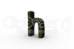 Lower case letter h made of leaves