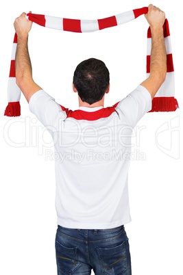 Cheering football fan in white