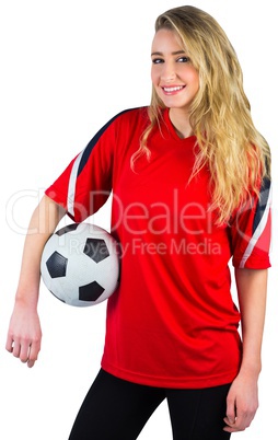 Pretty football fan in red