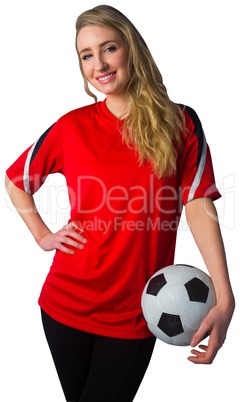 Pretty football fan in red