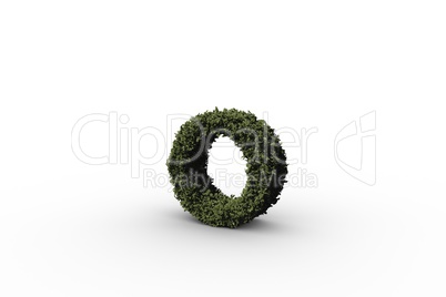Lower case letter o made of leaves