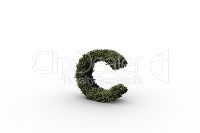 Lower case letter c made of leaves
