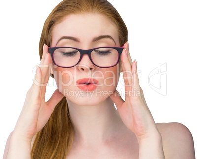 Beautiful redhead posing with glasses