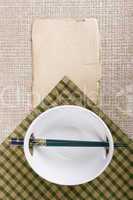 Chopsticks and plate