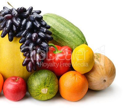 fruits and vegetables isolated on a white background