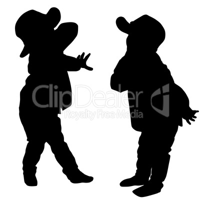 Silhouettes of two little boys