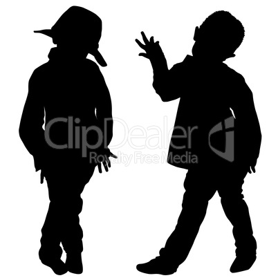 Silhouettes of two little boys