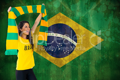 Excited football fan in brasil tshirt