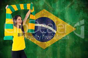 Excited football fan in brasil tshirt