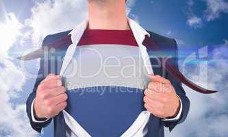Businessman opening shirt to reveal netherlands flag