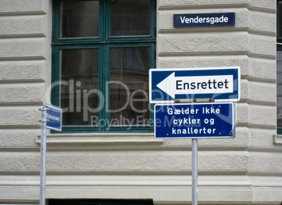 Signs in Copenhagen, Denmark