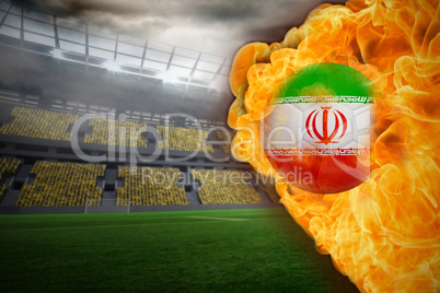 Fire surrounding iran flag football
