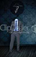 Composite image of headless businessman with lightning arrow