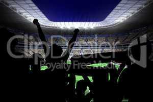 Silhouettes of football supporters