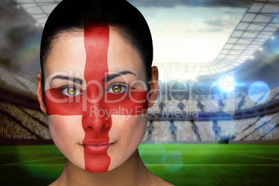 Beautiful england fan in face paint