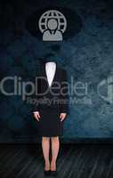Composite image of headless businesswoman with doodle