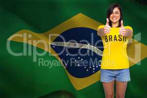 Pretty football fan in brasil tshirt