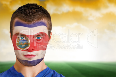 Costa rica football fan in face paint