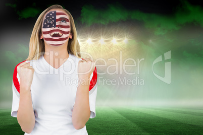 Excited fan in usa face paint cheering