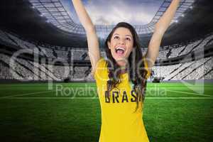 Excited football fan in brasil tshirt