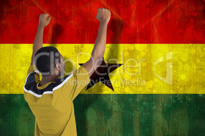 Cheering football fan in yellow jersey