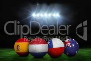 Footballs in group b colours for world cup