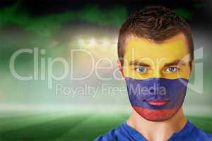 Colombia football fan in face paint