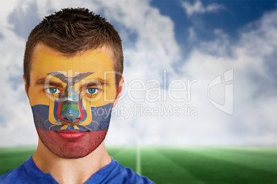 Ecuador football fan in face paint