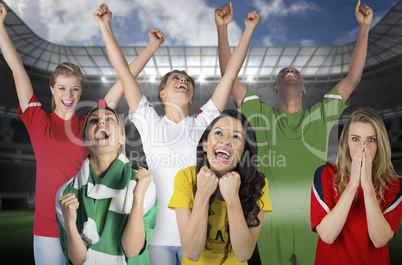 Various football fans