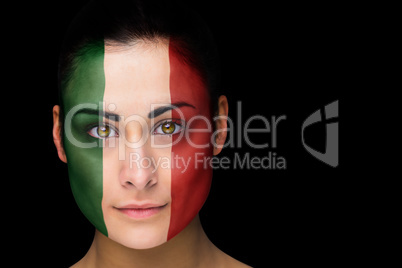 Italy football fan in face paint