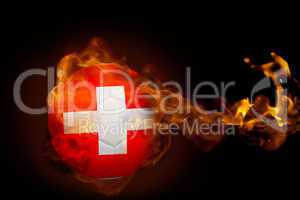 Fire surrounding switzerland ball