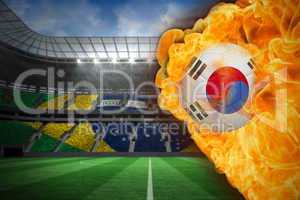 Fire surrounding korea republic flag football