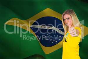 Pretty football fan in brasil tshirt