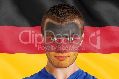 Serious young belgium fan with facepaint Serious young belgium fan with facepaint