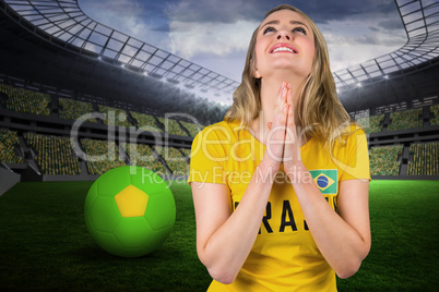 Nervous football fan in brasil tshirt