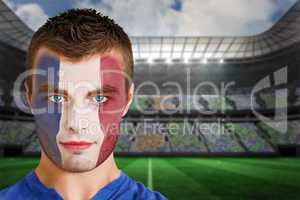 France football fan in face paint